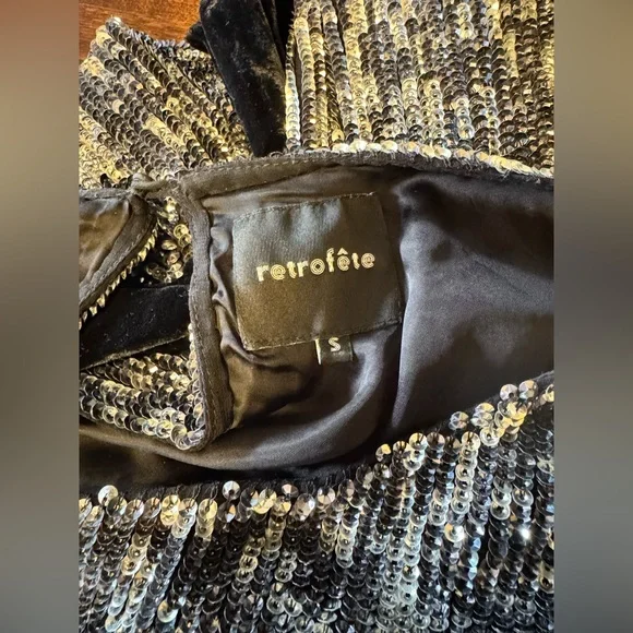 Retrofete Dark Silver Sequined Grace Mini Dress. Like New Dress | Worn Once - Picture 3 of 5